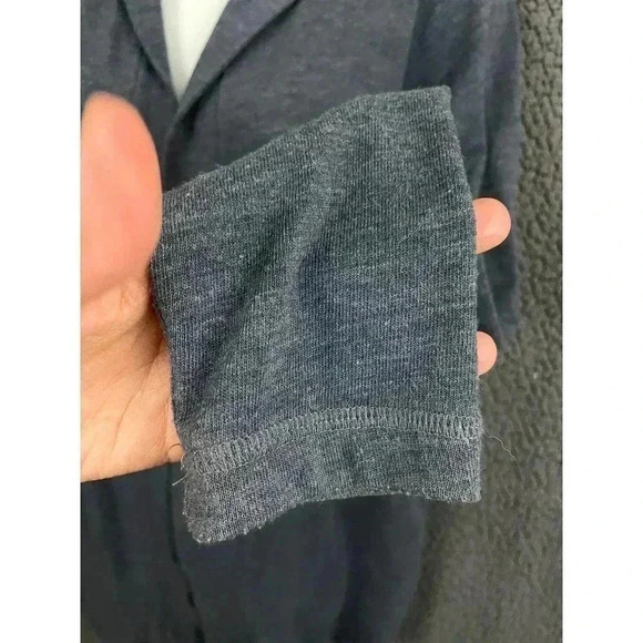 Lucky Lotus Blue Gray Open Front Cardigan XS Cotton Blend Knit Hooded Sweater - Picture 9 of 10